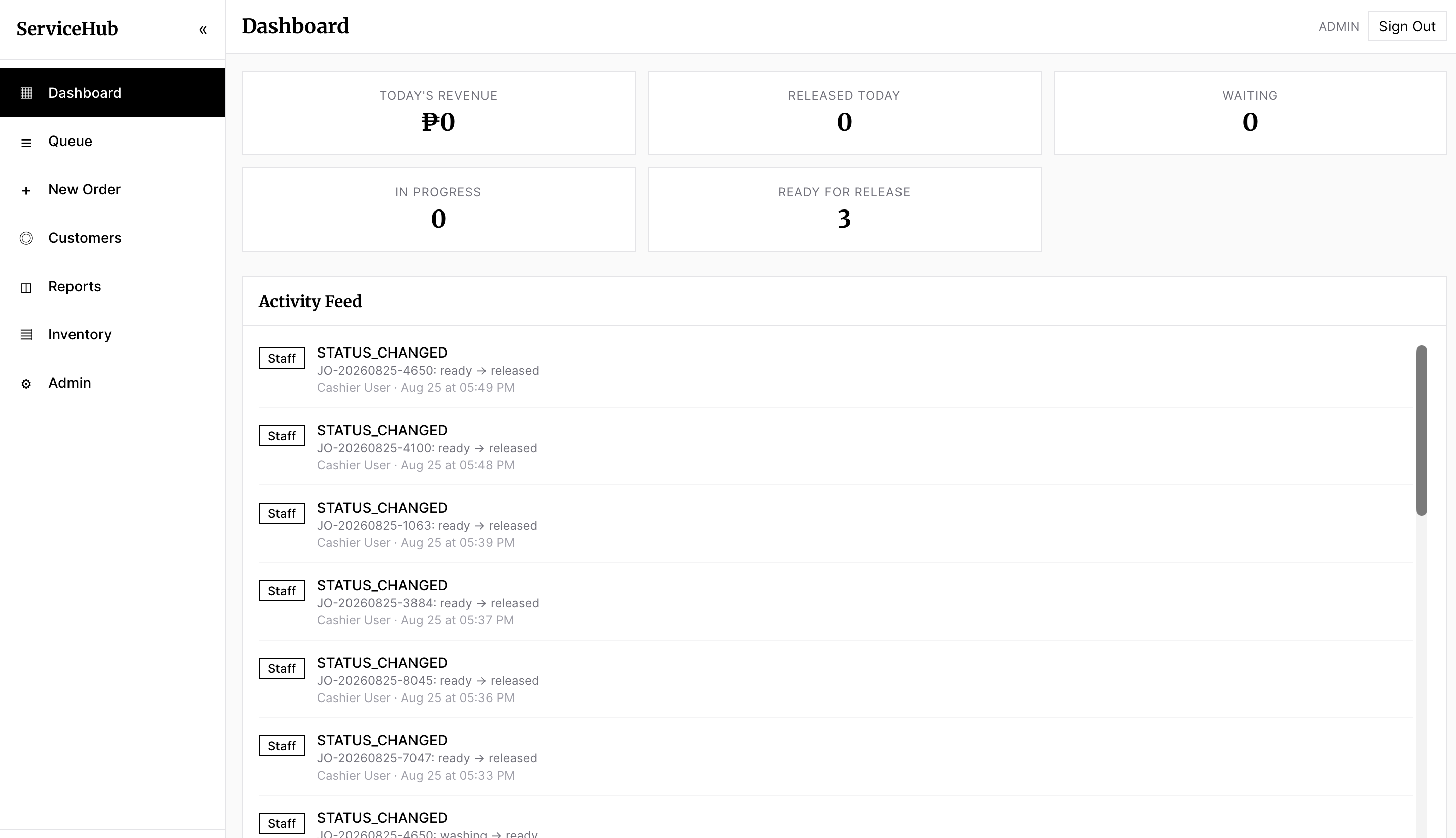 ServiceHub product screen 2