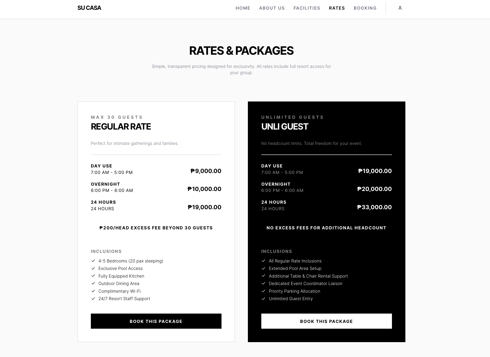 Su Casa resort booking design